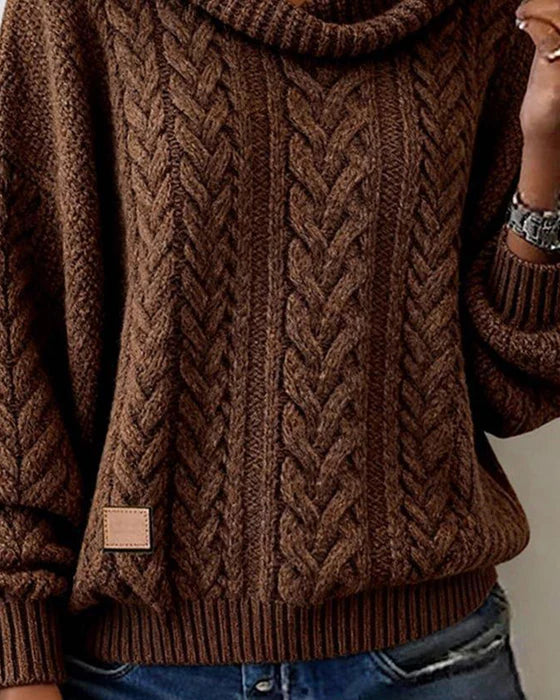 Women’s Relaxed Draped Cable Knit Sweater