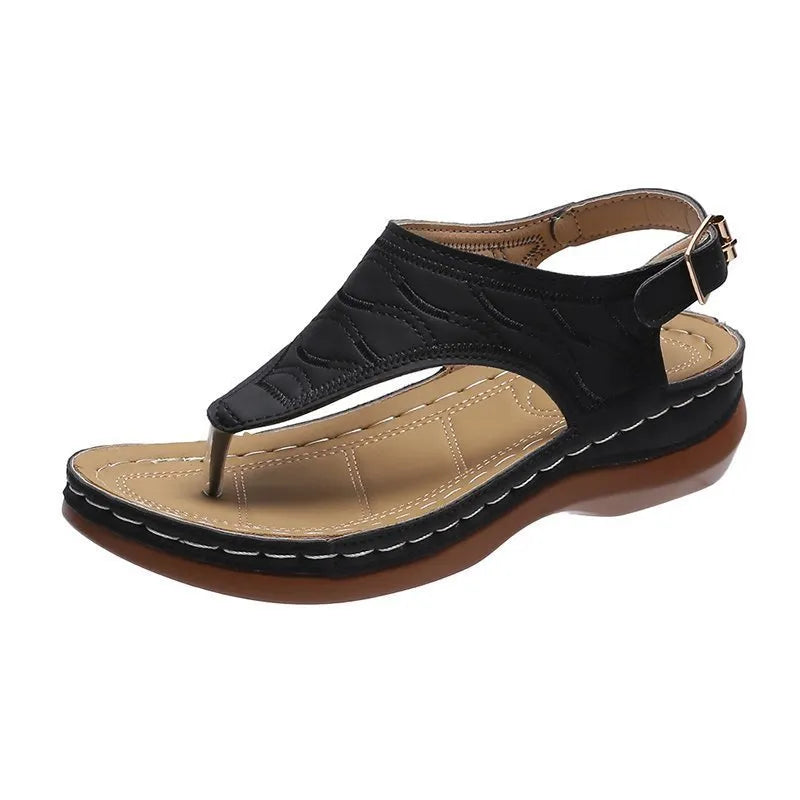 Embroidered Wedge Sandals