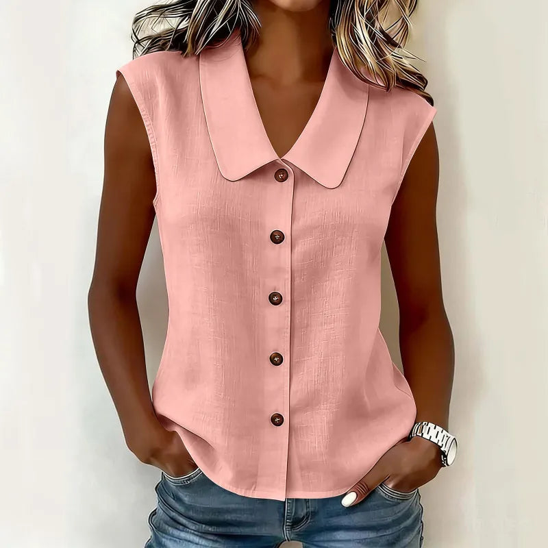 Women's Sleeveless Button-Front Blouse