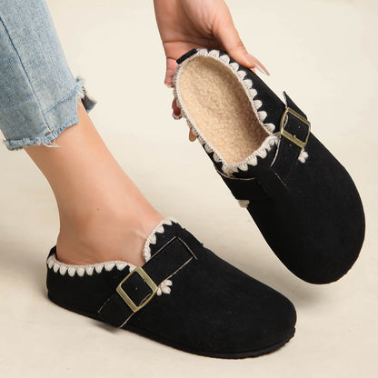 Women's Plush Lined Round Toe Mules
