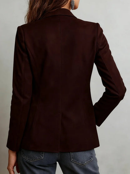 Women’s Vintage Brown Suede Contrast-Stitch Jacket
