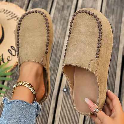 Women’s Retro Comfort Leather-Look Slip-On Mules