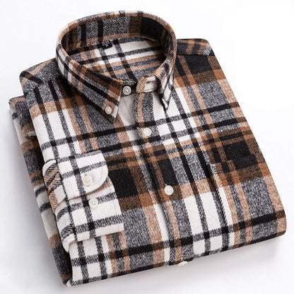 Men’s Brushed Cotton Wrinkle-Resistant Flannel Shirt
