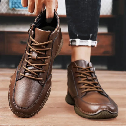 Men’s Leather-Look Mid-Ankle Boots