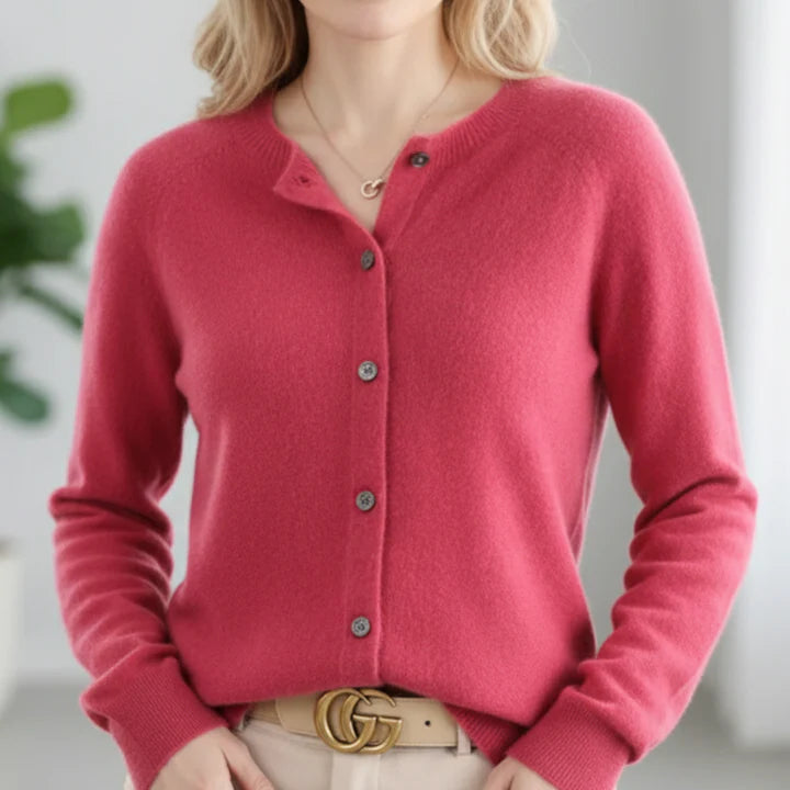 Women’s Luxurious Button-Through Cashmere-Like Knit Sweater