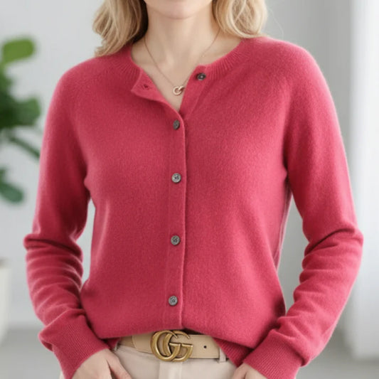 Women’s Luxurious Button-Through Cashmere-Like Knit Sweater