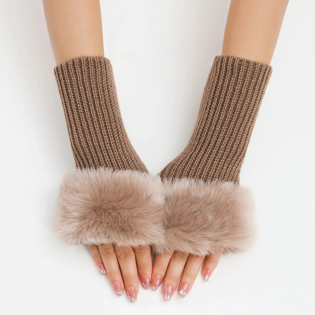 Women’s Faux Fur Cuff Ribbed Arm Warmers