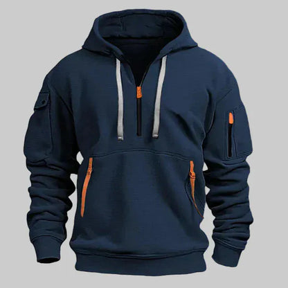 Men’s Half-Zip Utility Hoodie with Zipped Pockets