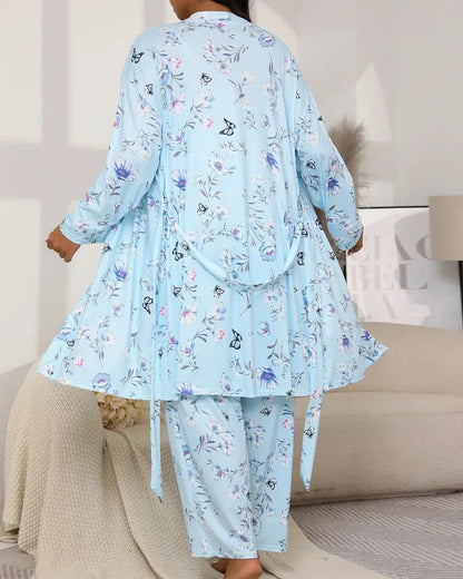 Women's Camisole, Robe & Trouser Lounge Set