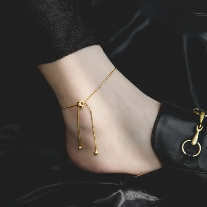 Women’s Polished Snake Chain Adjustable Anklet