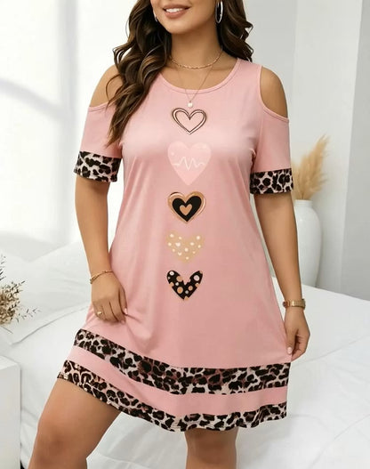 Womne's Leopard Heart Midi Dress