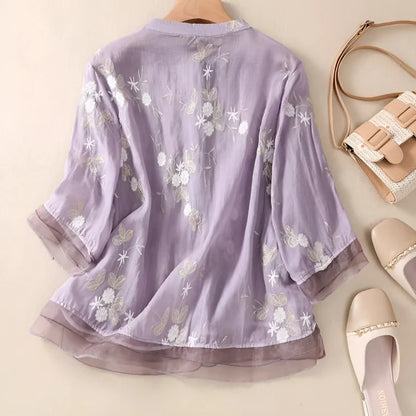 Women’s Embroidered Floral Cotton Top