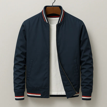 Men’s Striped Rib Trim Zip-Up Jacket
