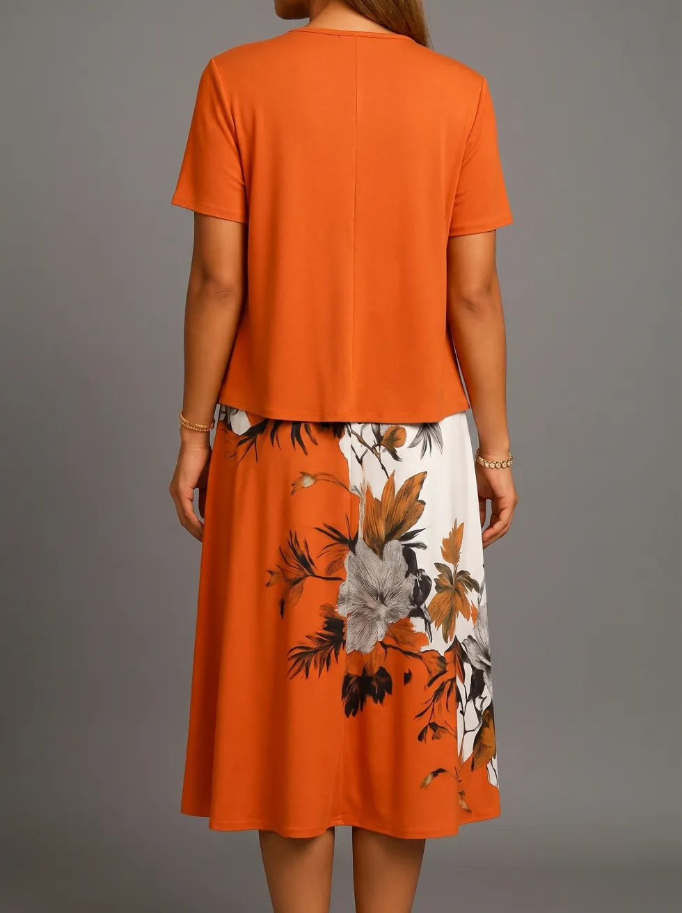 Women's Layered Floral Midi Dress