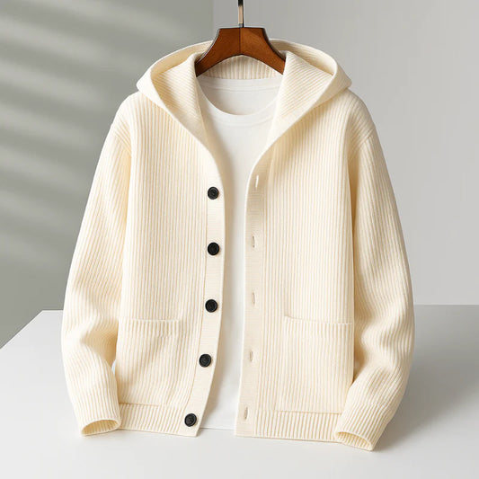Men’s Hooded Button-Up Knitted Cardigan