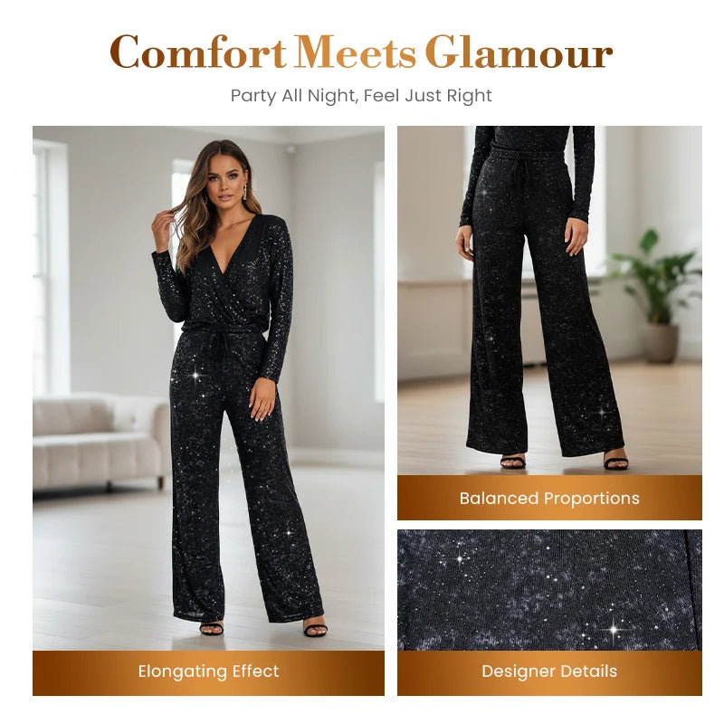 Women's Sequin Wide-Leg Trousers