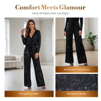 Women's Sequin Wide-Leg Trousers
