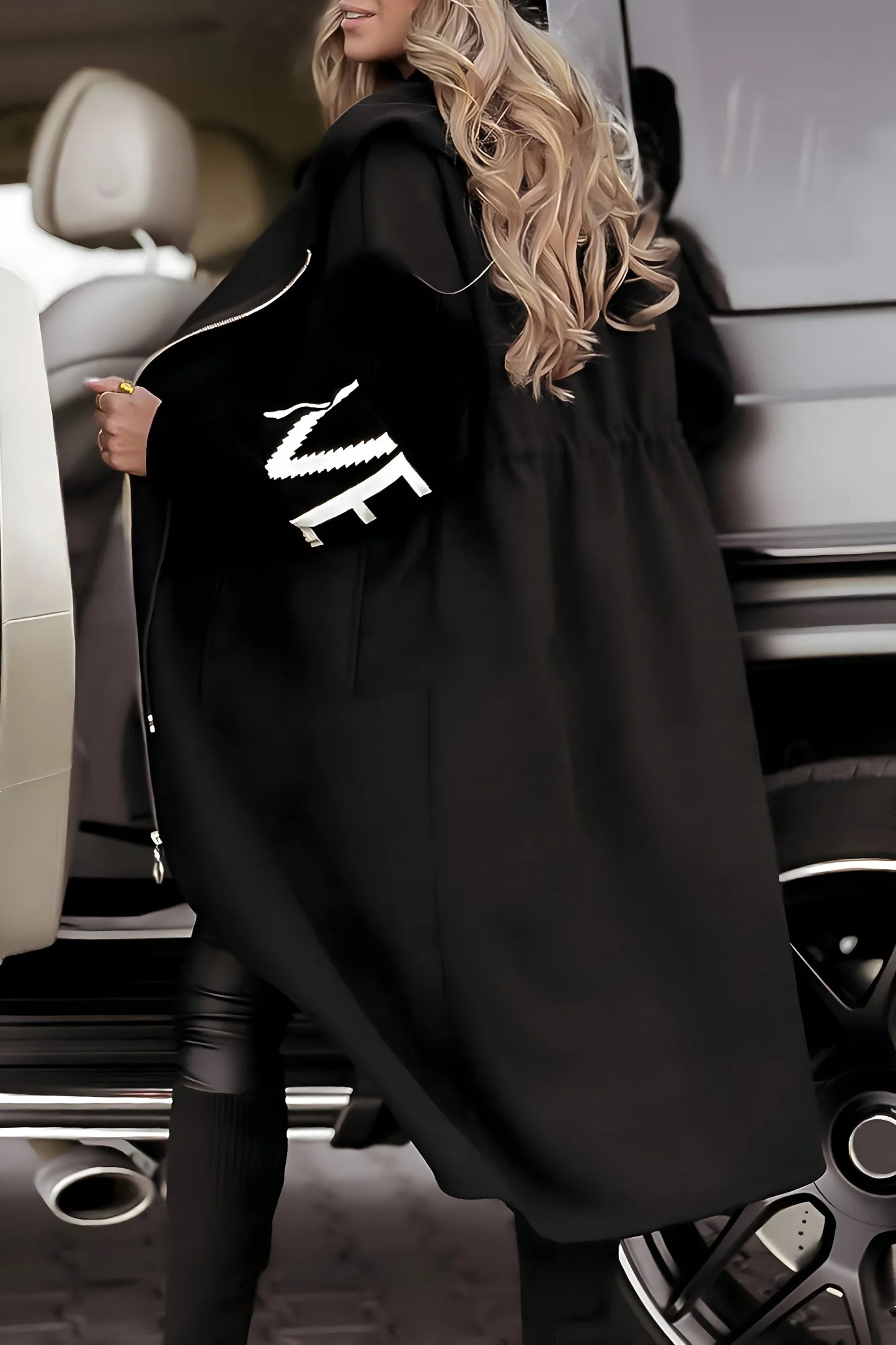 Long Hooded Coat with Pockets