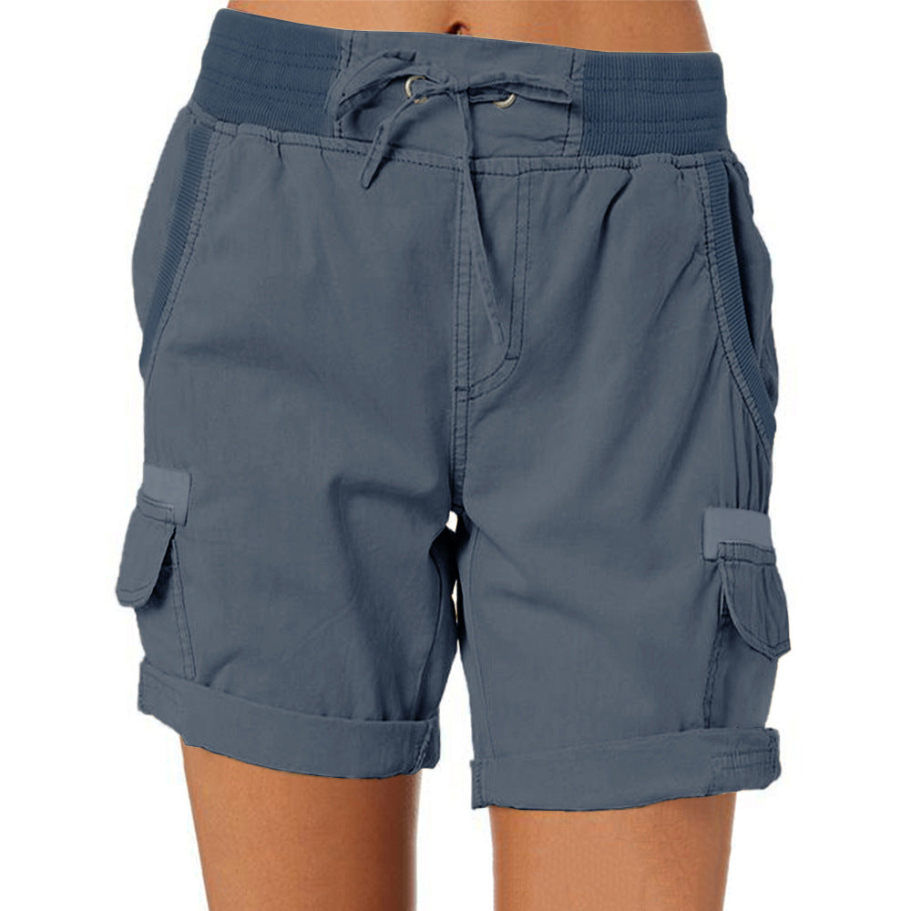 Women’s High-Waist Drawstring Cargo Shorts