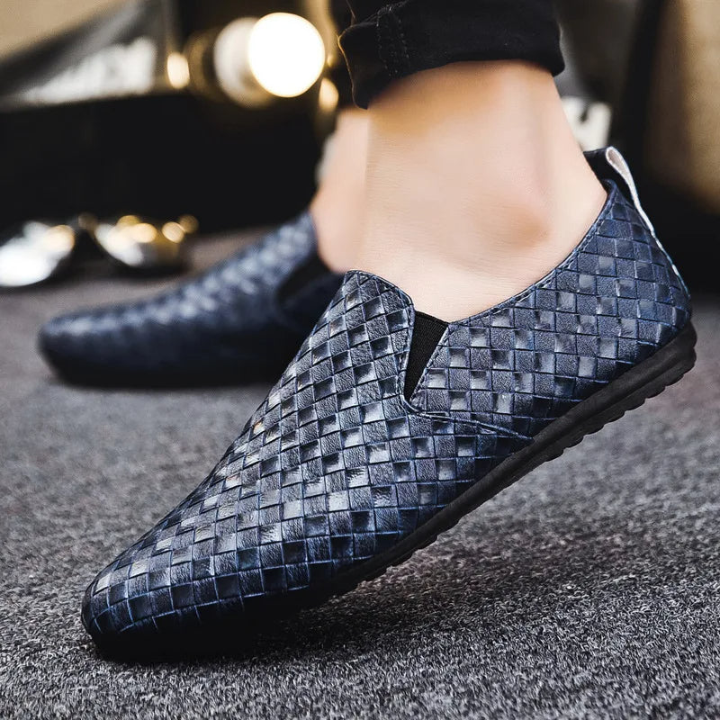 Men's loafers, casual shoes, slip-on leather-Look shoes, glossy finish