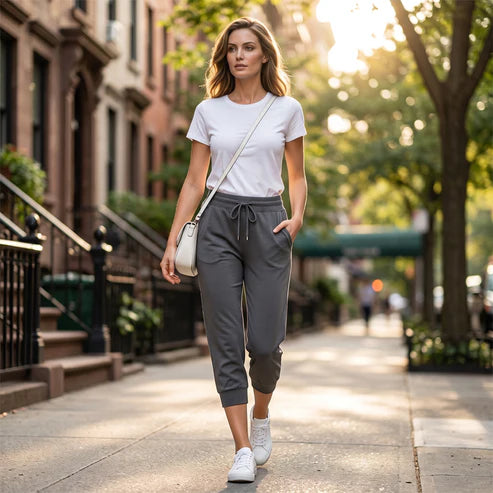 Women's Drawstring Cropped Joggers