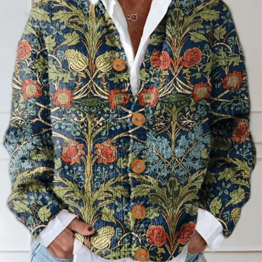 Women’s Vintage Floral Button-Knit Cardigan