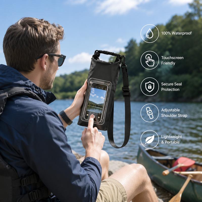 2L Waterproof Crossbody Dry Bag with Phone Window