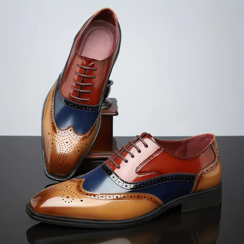 Men’s Heritage Wingtip Leather-Look Brogue Shoes