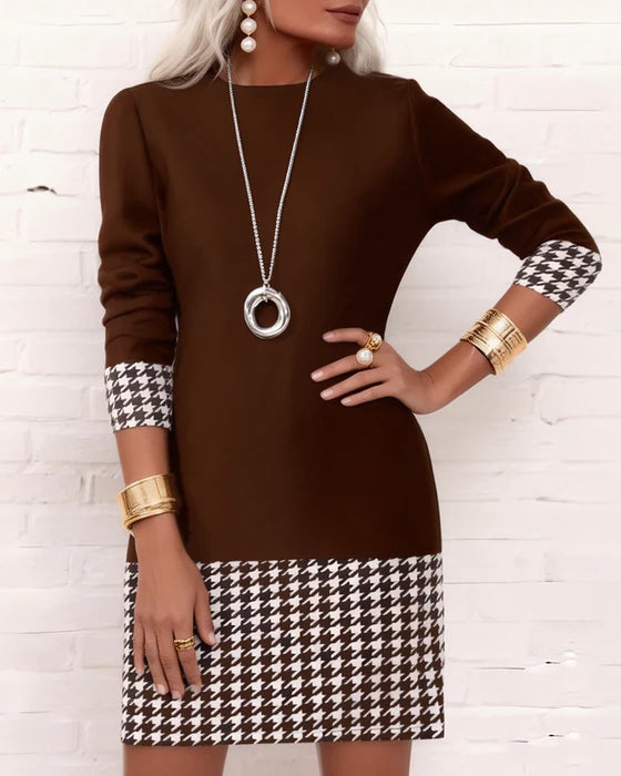 Women’s Houndstooth Panel Shift Dress