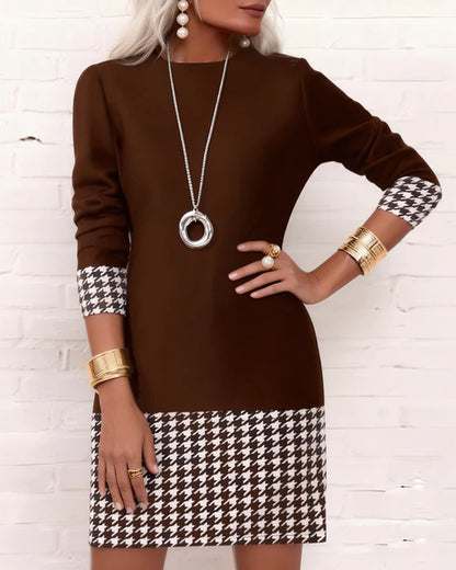 Women’s Houndstooth Panel Shift Dress