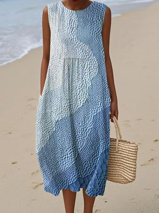 Women’s Ocean Breeze Sleeveless Summer Midi Dress