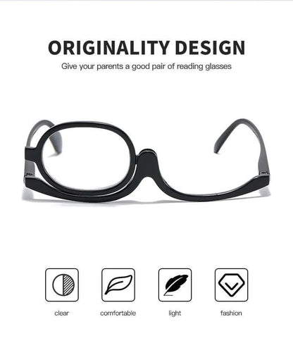 Flip-Lens Makeup Reading Glasses for Close-Up Precision