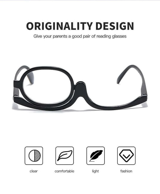 Flip-Lens Makeup Reading Glasses for Close-Up Precision