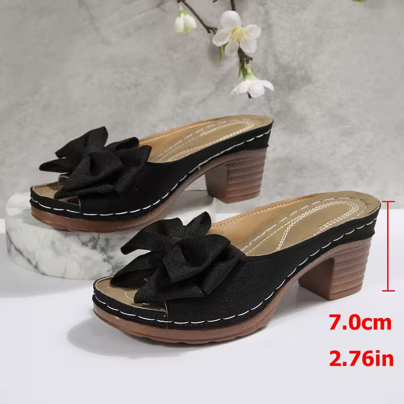 Women’s Bow Detail Block Heel Mules