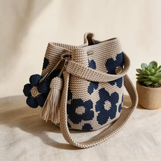 Women's Handmade Crochet Flower Shoulder Bag