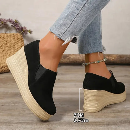 Women’s Cushioned Platform Wedge Slip-On Trainers
