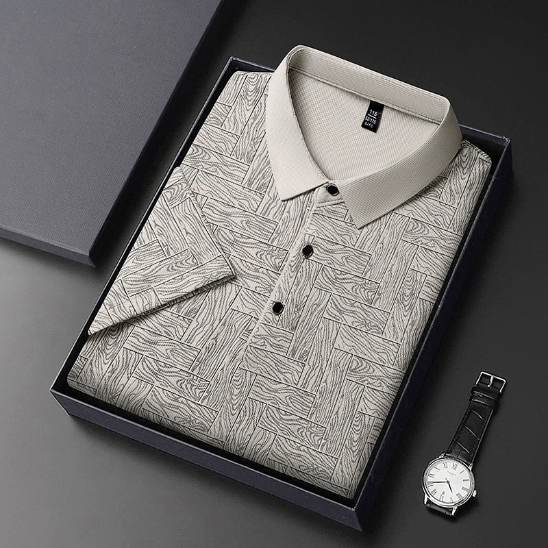 Men’s Breathable Patterned Polo Shirt