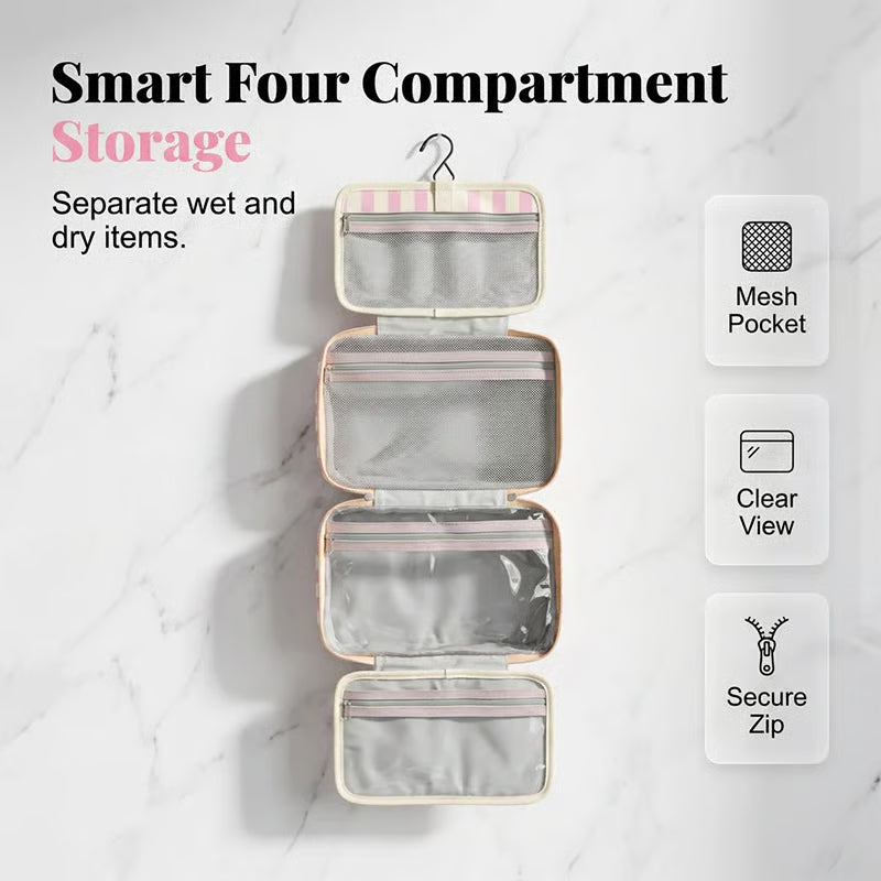 Striped Hanging Toiletry Organiser