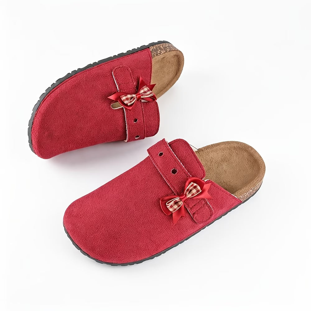 Women's Bow Detail Wide Toe Mules