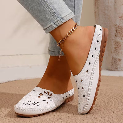 Women’s Floral Cut-Out Mule Flats