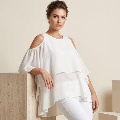 Women’s Cold-Shoulder Layered Ruffle Blouse