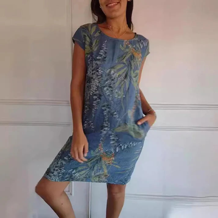 🌼Women's Cotton & Canvas Round Neck Printed Dress