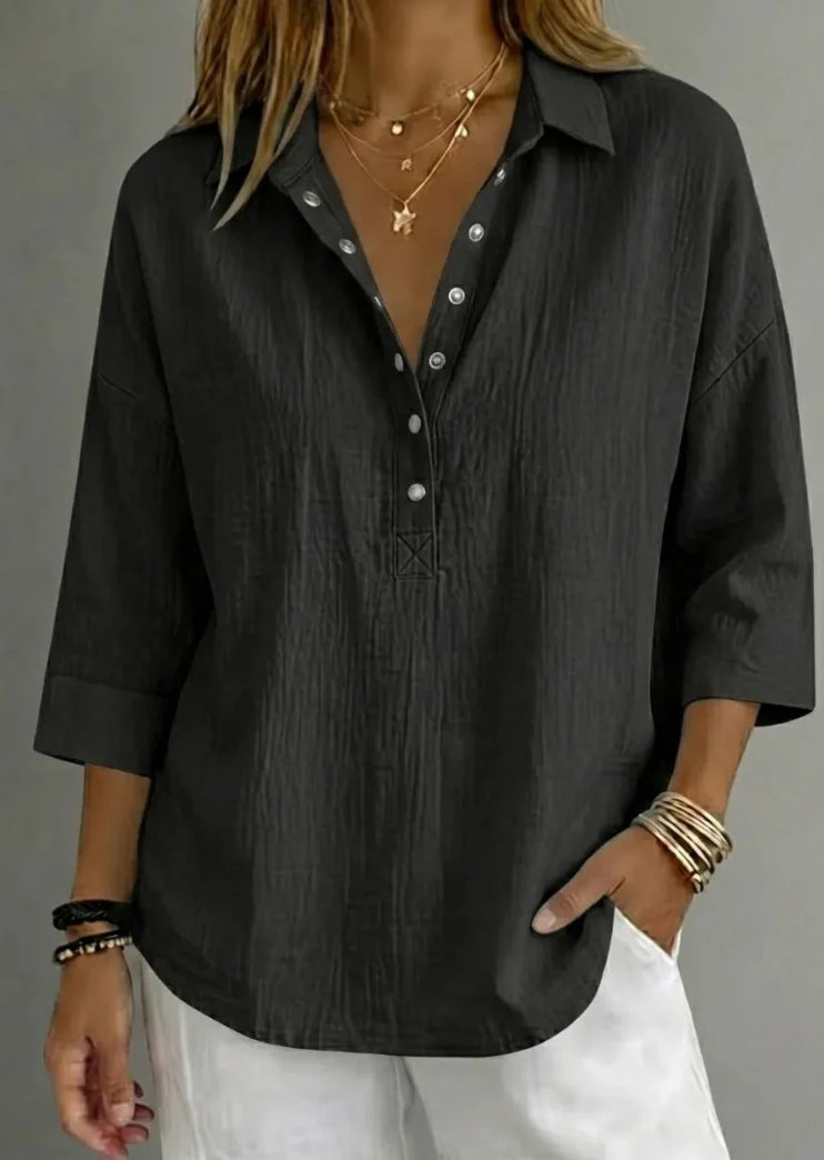 Women’s Linen-Blend Henley Shirt