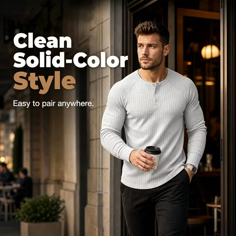 Men's Textured Henley Shirt