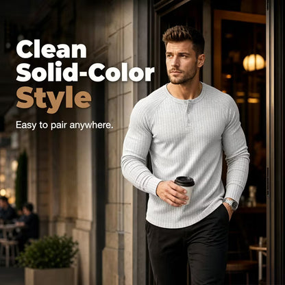 Men's Textured Henley Shirt