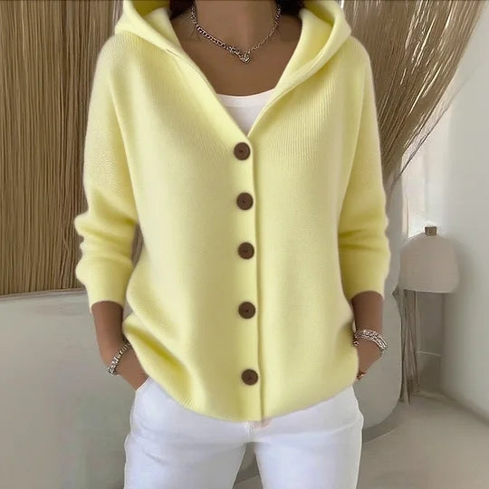 Women's cotton, smooth, comfortable, casual long-sleeved cardigan