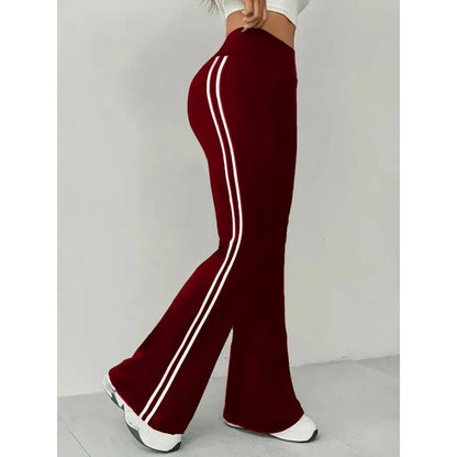 Women's High-Waisted Side-Stripe Flare Trousers