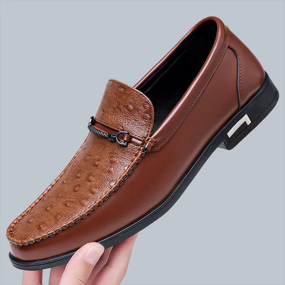 Men's Ostrich-Effect Leather-Look Loafers