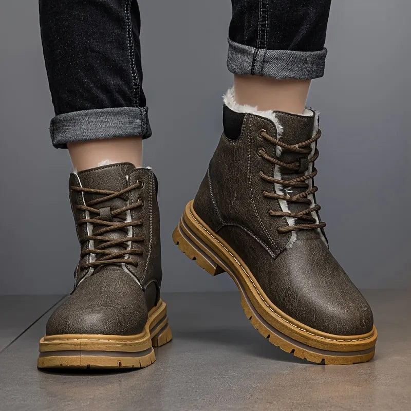 Men’s Insulated Leather-Look High-Top Winter Boots