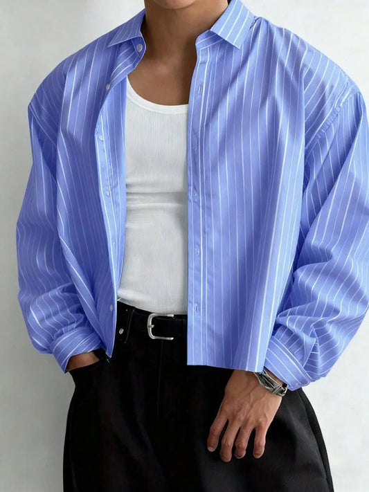 Men’s Relaxed Striped Long-Sleeve Shirt